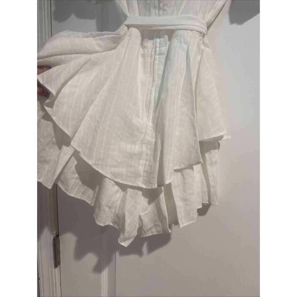 City Vibe White Ivory Romper Dress With Ruffles Size 3 Cottagecore Indie Boho - Picture 7 of 14